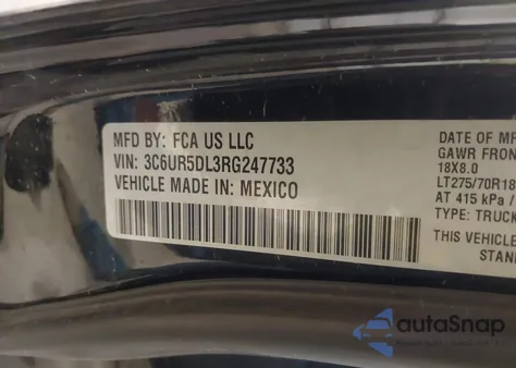 2024 Ram 2500 Big Horn 4X4 6'4 Box z USA, uszkodzony, nr VIN 3C6UR5DL3RG247733